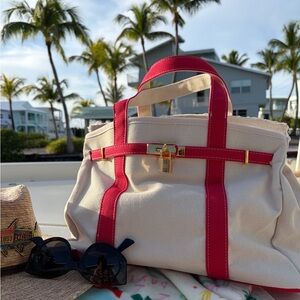 Boatkin Canvas Boat Tote – RED Trim